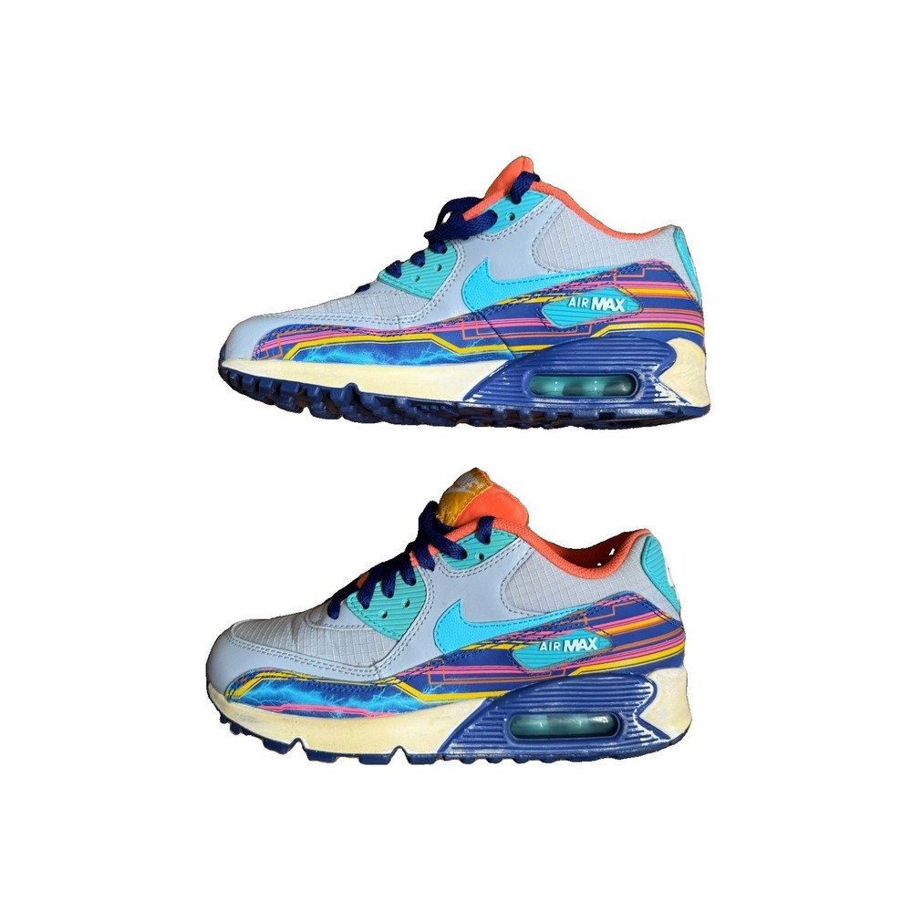 Nike AirMax 90 Premium Sneakers Grey Clearwater Youth Size 5Y 724882-001 Flaw